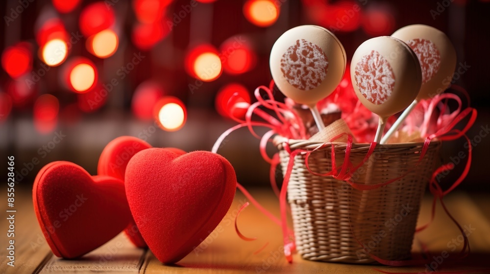 Canvas Prints red hearts on a wooden background