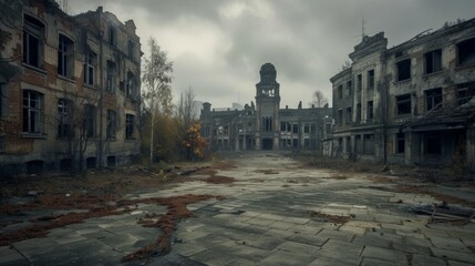 Forsaken Old City Square - Haunting Beauty of Abandoned Architecture