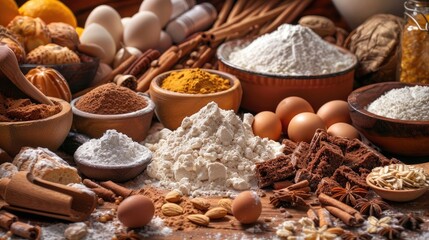 Assortment of baking ingredients
