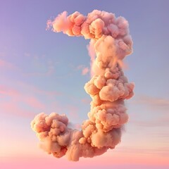 Vibrant 3D Cloud Formation of Letter J Against Pastel Sky