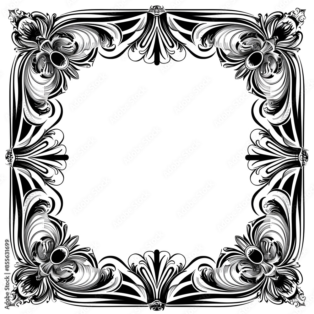 Poster elegant art deco frame with symmetrical patterns isolated on white background stylish decorative con