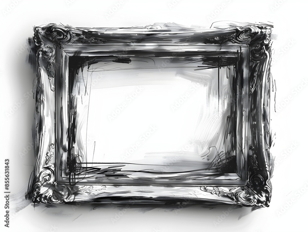 Aufkleber hand drawn sketch frame with rough lines isolated on white background and minimalist design concept