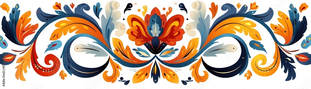 Aufkleber vibrant ethnic pattern frame with cultural and dynamic design elements on white background