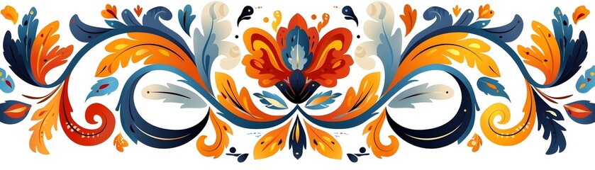Vibrant Ethnic Pattern Frame with Cultural and Dynamic Design Elements on White Background