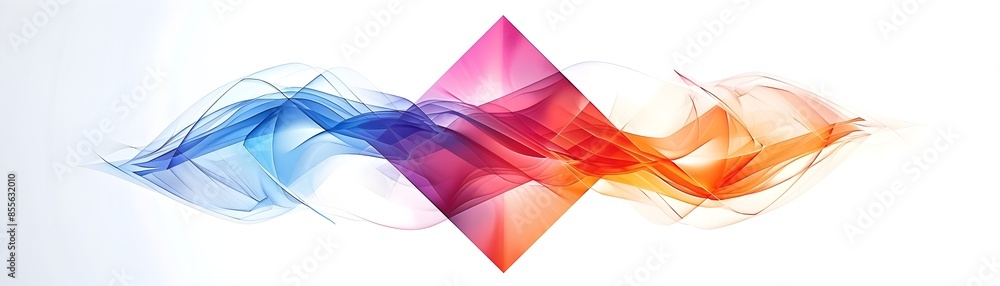 Poster vibrant geometric abstract frame with colorful dynamic waves on white background