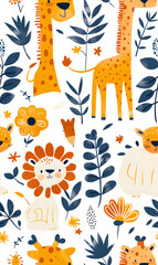 Fototapeta premium wallpaper, tiles or carpet cartoon illustrator, seamless pattern.