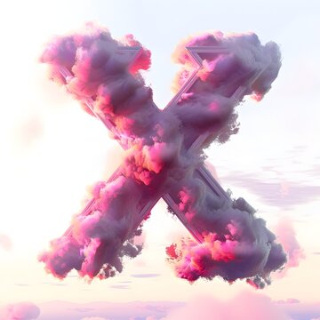Vivid Magenta Cloud Forming the Letter X in Twilight Sky
