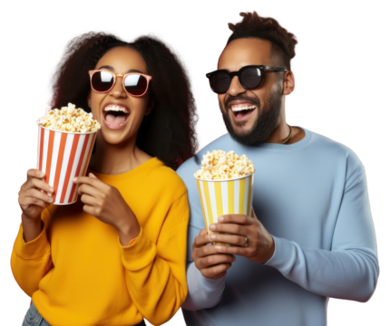 PNG Laughing popcorn glasses togetherness. - Powered by Adobe