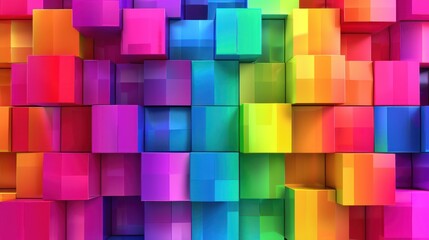 Abstract Rainbow Cube Wall