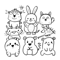 cute animal svg, farm animal svg, Animal clipart, Animal Svg, Doodle Svg, Safari animal svg, Animal Doodle Svg, Line Art Svg, Animal Face Svg, Jungle Animal Svg, Animal Head Svg, Woodland Animals Svg,