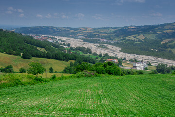 Landscape of the Emilia-Romagna region near the city of Parma in Italy