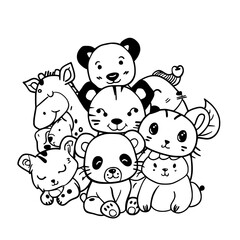 cute animal svg, farm animal svg, Animal clipart, Animal Svg, Doodle Svg, Safari animal svg, Animal Doodle Svg, Line Art Svg, Animal Face Svg, Jungle Animal Svg, Animal Head Svg, Woodland Animals Svg,