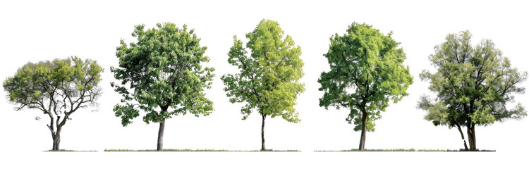 Fototapeta premium Set trees, tree colocation, png on a transparent background