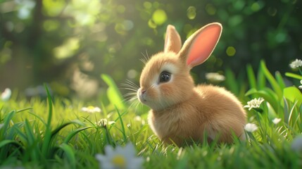 Fototapeta premium animation of Cute little rabbit picture