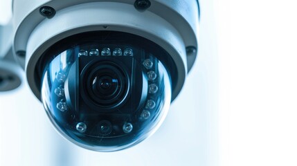 Contemporary CCTV camera for surveillance on white background with clipping path