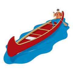 Captured in serene solitude, a man engages with nature, rowing his boat with rhythmic precision. Each stroke cuts through the reflective water, creating ripples that blend with the tranquil