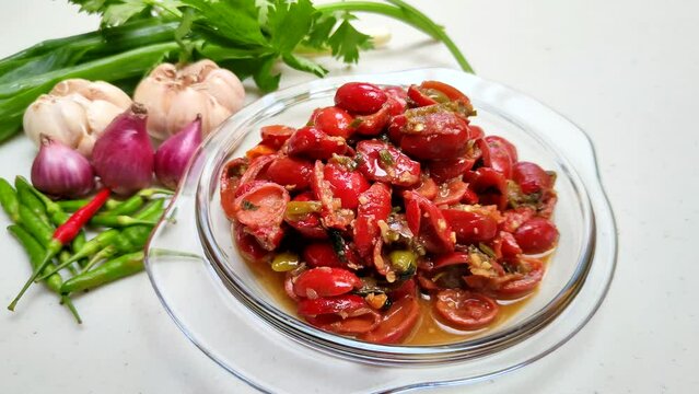 Stir-fried melinjo skin, is a food made from the main ingredient of melinjo fruit skin, a food often found in Central Java, Indonesia