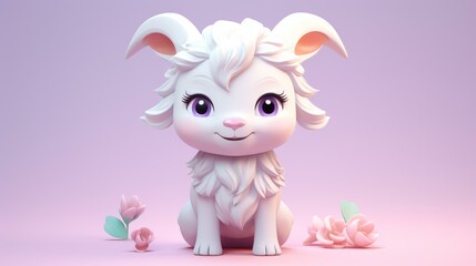 Adorable clay goat sculpture in muted pastels, kawaii style, with Blender icon on a matte background with subtle gradients.