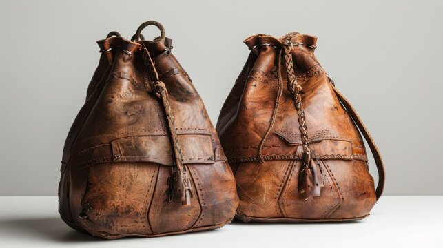 Traditional Argentinean and Uruguayan pitcher made of processed cowhide, used for storing and transporting water, often used by gauchos or pampas herders.
