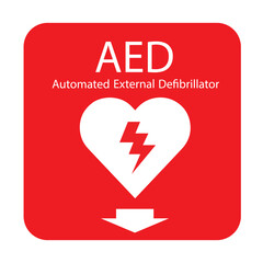 AED,automated external defibrillator aed sign with heart