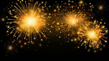 Glamorous gold and black backdrop with fireworks and shimmering lights, perfect for birthdays, special occasions, and festive events.