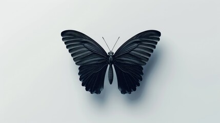 White background featuring a black butterfly icon