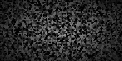 Vector geometric seamless technology black and gray triangle element light background. Abstract digital grid light pattern black Polygon Mosaic triangle Background, business and corporate background