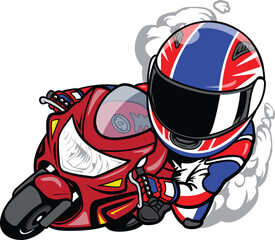 speeding motorcycle racer cartoon vector