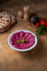 COLD APPETIZERS including Mutabal, Beetroot Mutabal, Muhammara and Hummus
