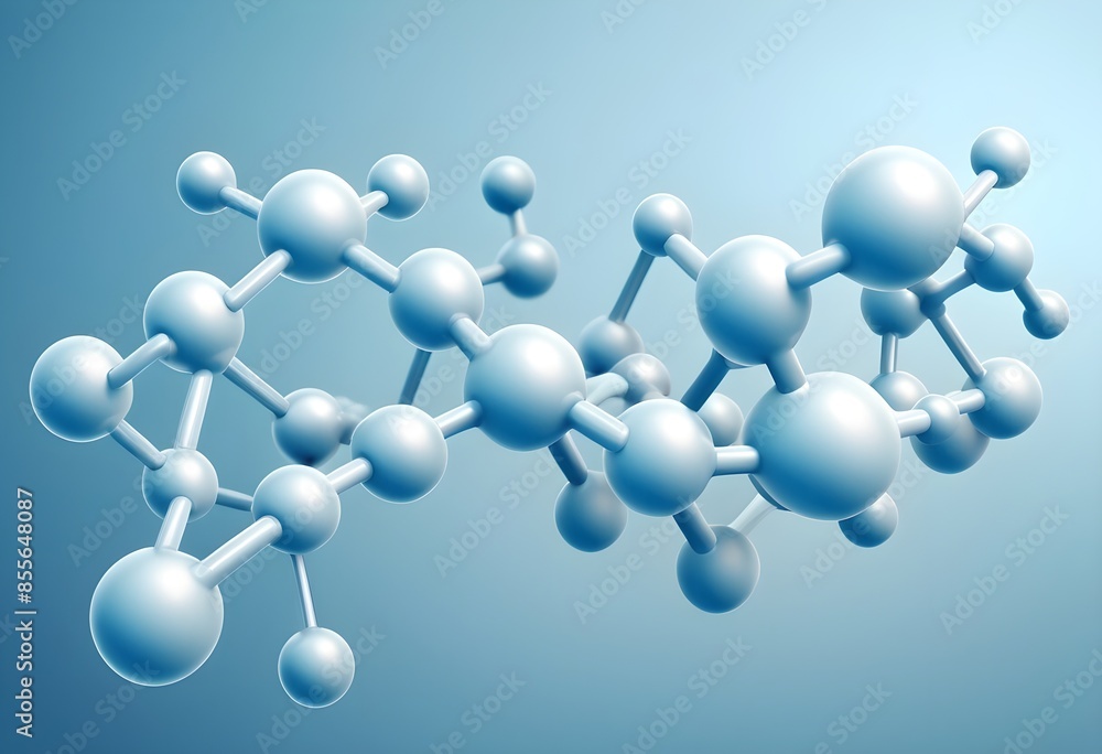 Poster abstract 3d molecules on light blue background for science.