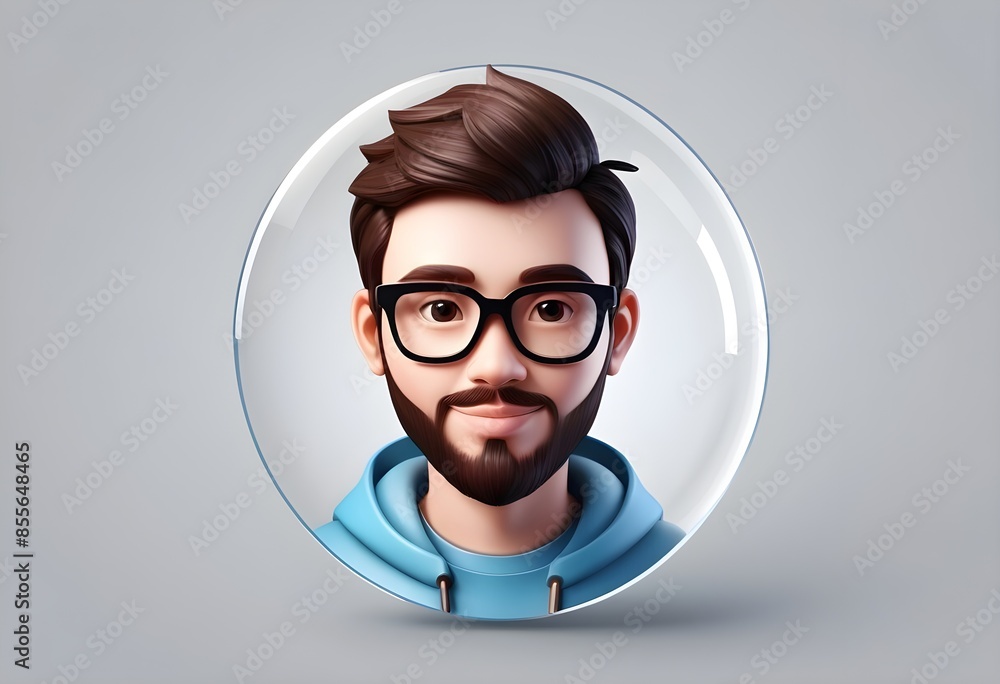 Aufkleber 3d rendering people avatar icon isolated on transparent background