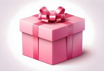 Obraz premium Pink square holiday gift box with realistic 3D design.