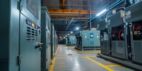 Fototapeta premium Industrial Generator Room Ready for Operation