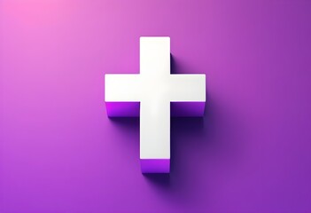 Obraz premium A white cross on a purple background