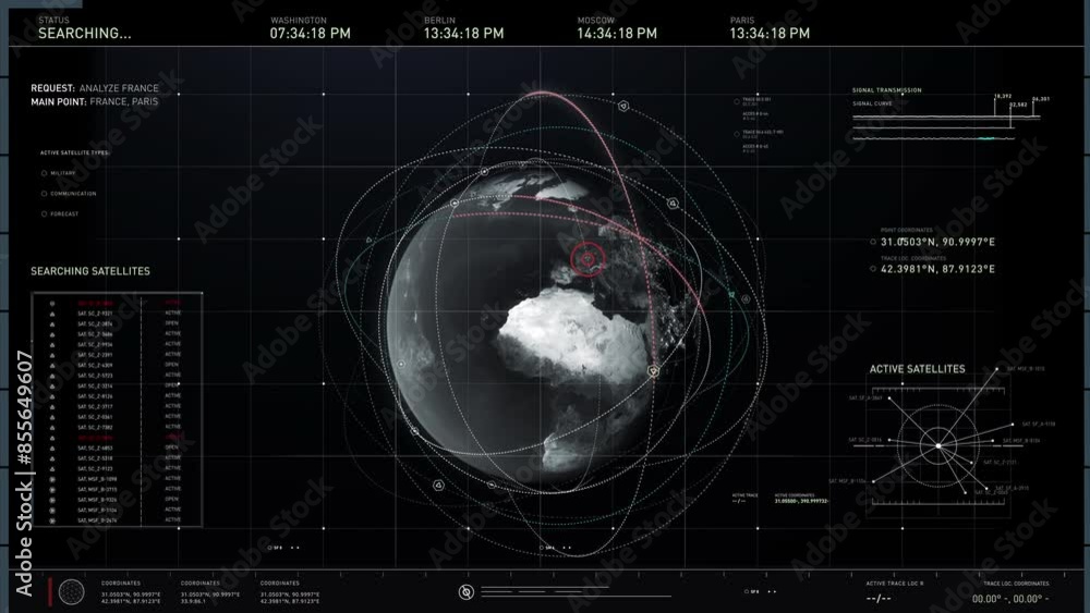 Wall mural active satellite search is performed by secret service software. the program draws attention to fran