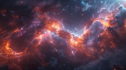 Fototapeta premium An artistic depiction of infinity symbols looping over a cosmic starfield, suggesting endless space. The ethereal glow of the symbols contrasts beautifully with the deep, star-filled background