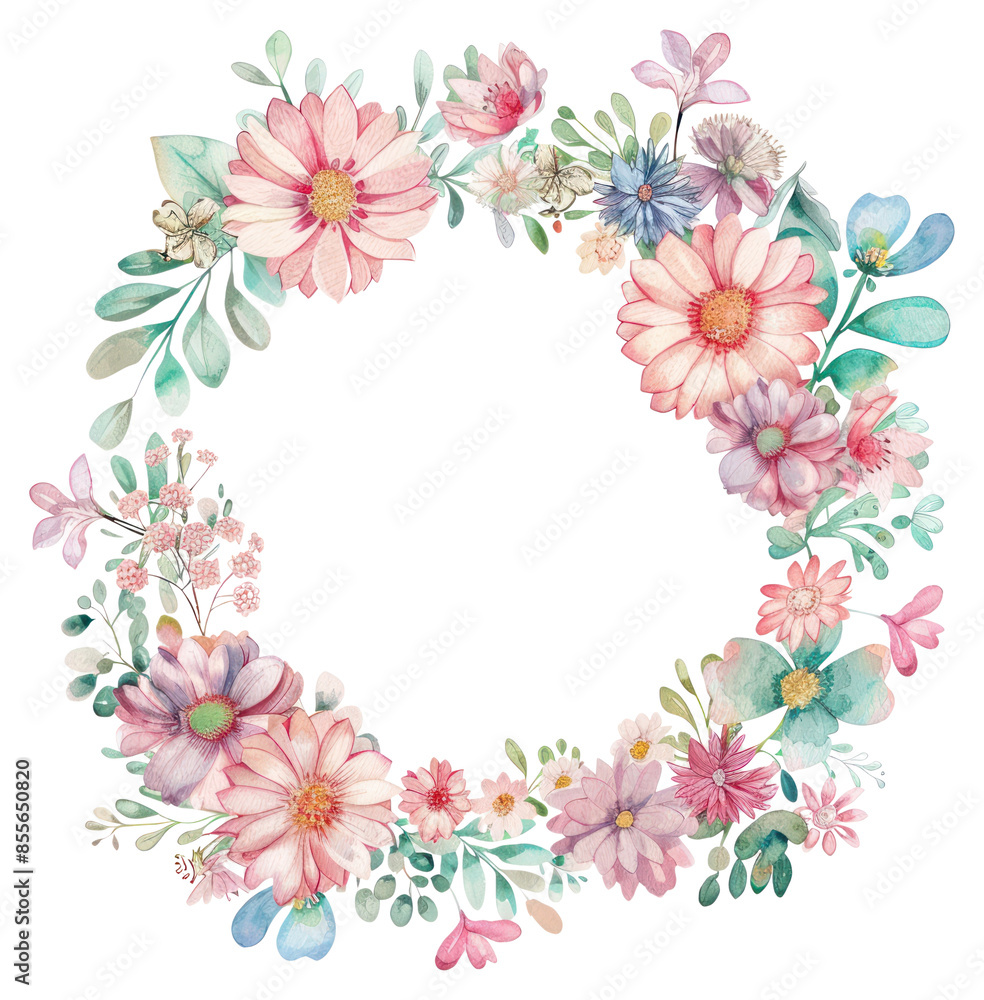 Sticker PNG Chrysanthemum circle border pattern flower wreath.