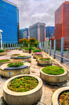Elevated skygarden park on a highway overpass in Seoul, South Korea