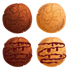 Traditional handmade cookies classic and chocolate set isolated on white. Bakery shop elements.