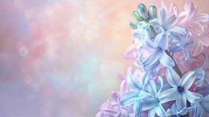 Hyacinth on soft background with room for text Blooming in spring