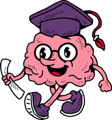 Retro Brain Character Graduated
