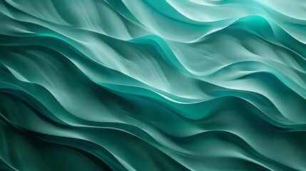 Obraz premium An abstract wallpaper with a mix of green and teal gradients, dynamic blurs, and wave-like patterns. The bright, contrasted lighting adds a striking effect to the design.