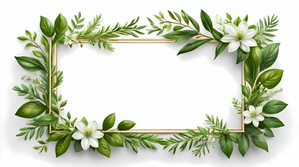Greenery frame template with place for text for wedding invitation, card, banner, poster, sticker, cover.