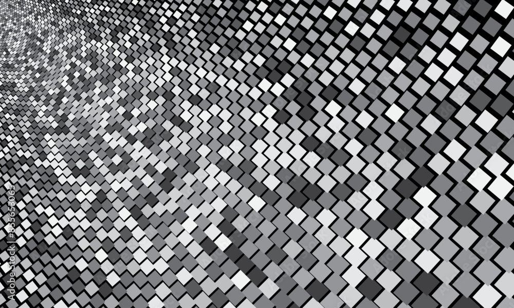 Aufkleber abstract background with grey distorted squares inside circle with perspective.