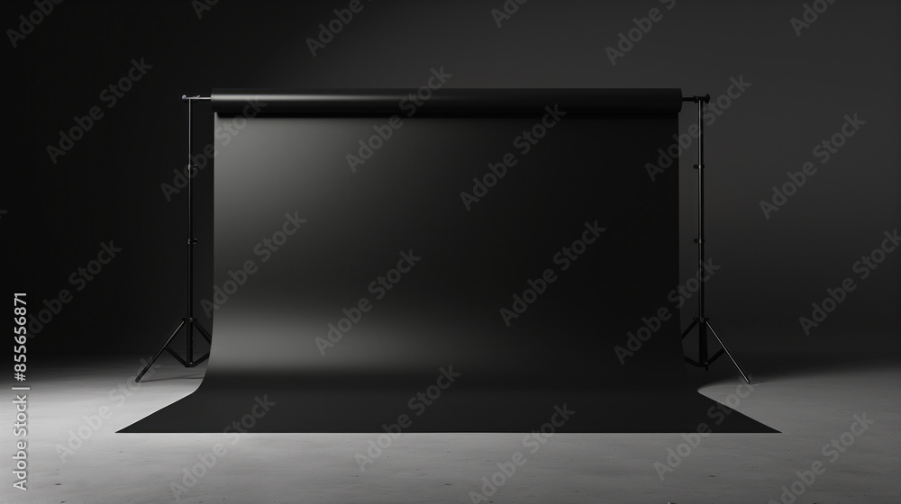 Poster empty modern minimalist photo production studio with black background. background image. created wit