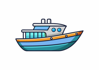 Boat - flat style color Vector illustration art