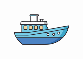 Boat - flat style color Vector illustration art