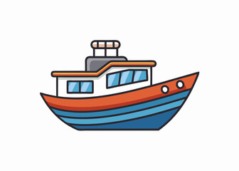 Boat - flat style color Vector illustration art