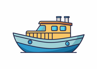 Naklejka premium Boat - flat style color Vector illustration art