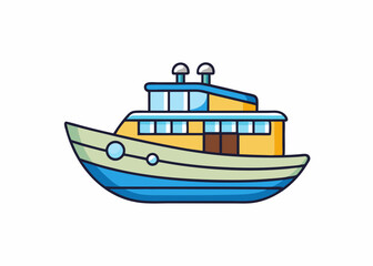 Boat - flat style color Vector illustration art